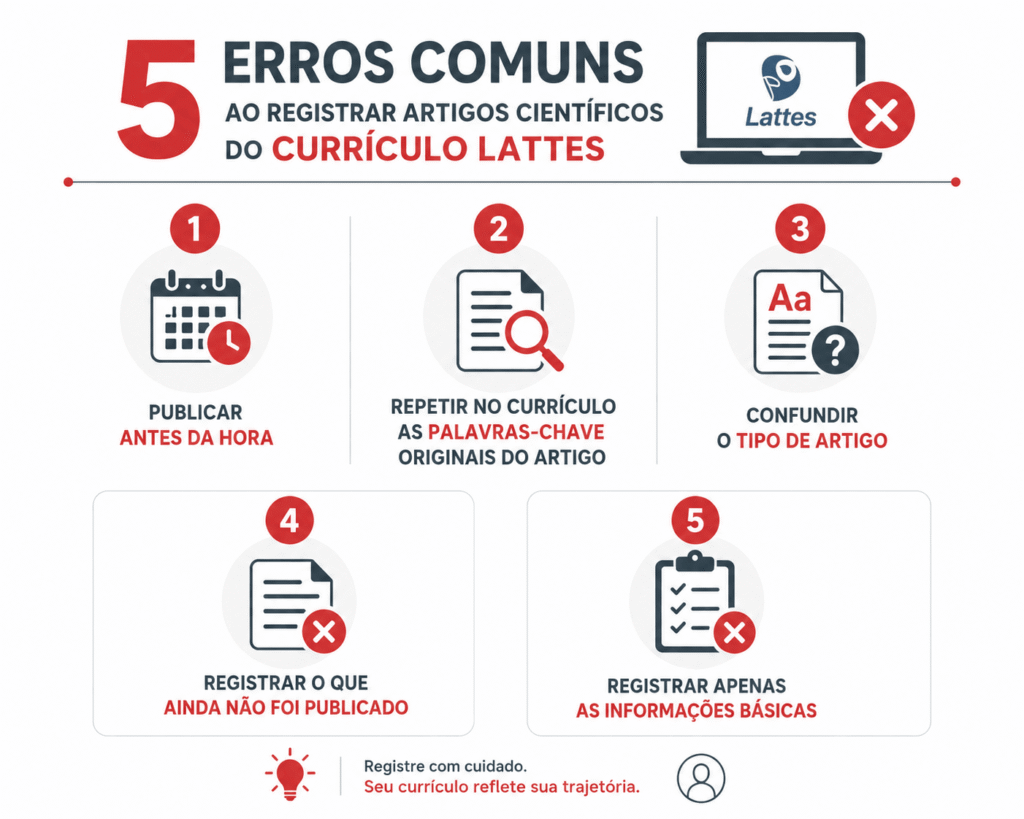 5 erros comuns ao registrar artigos científicos do Currículo Lattes